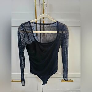 Abercrombie Mesh Dot Long Sleeve Bodysuit Size X Small
